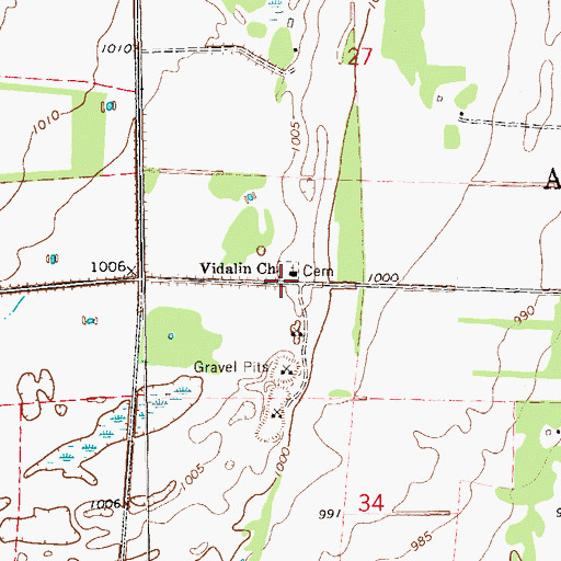 Topographic Map of Vidalin Church, ND