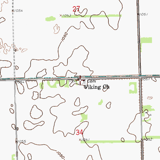 Topographic Map of Viking Church, ND