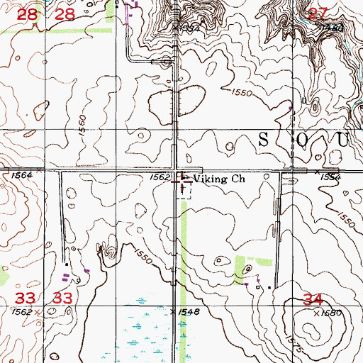Topographic Map of Viking Church, ND