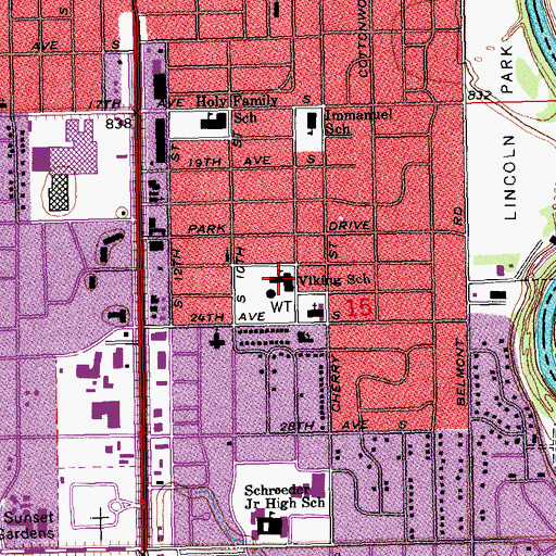 Topographic Map of Viking School, ND