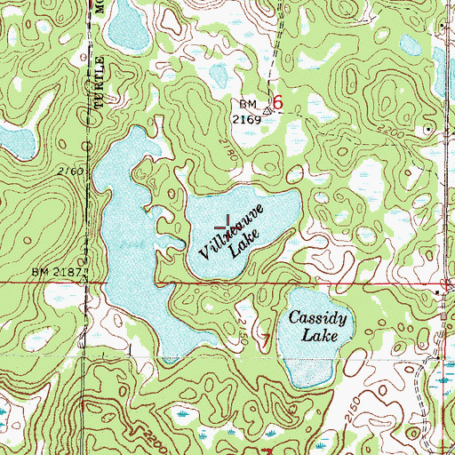 Topographic Map of Villneauve Lake, ND
