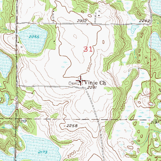 Topographic Map of Vinje Church (historical), ND