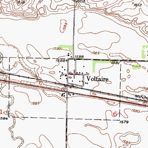 Topographic Map of Voltaire, ND