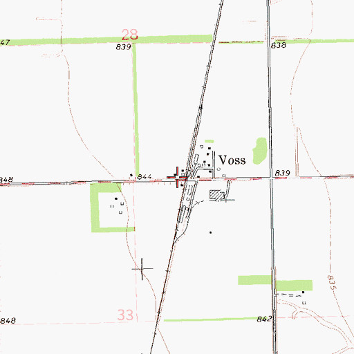 Topographic Map of Voss, ND