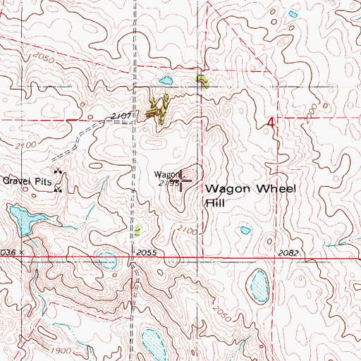 Topographic Map of Wagon Wheel Hill, ND