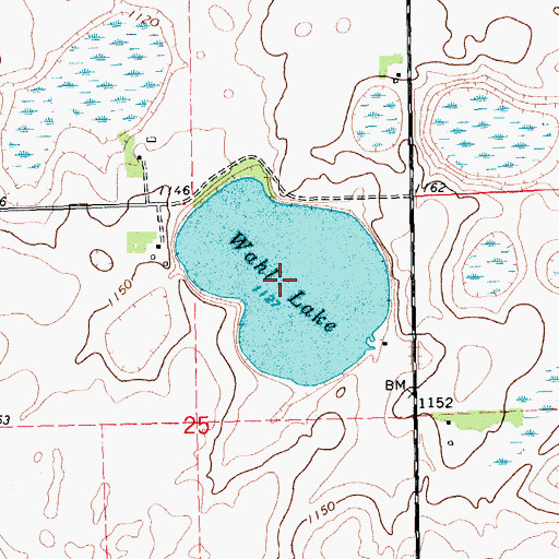 Topographic Map of Wahl Lake, ND