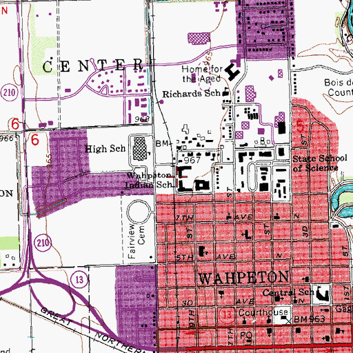 Topographic Map of Circle of Nations School, ND