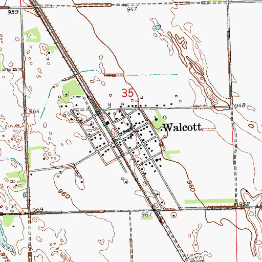 Topographic Map of Walcott, ND