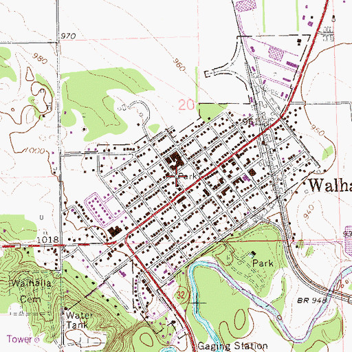 Topographic Map of Walhalla, ND