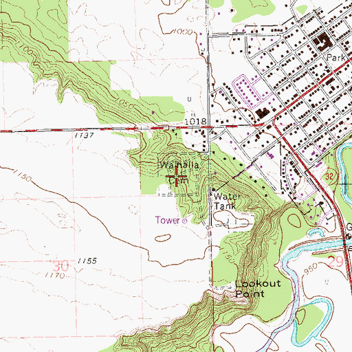 Topographic Map of Walhalla Cemetery, ND