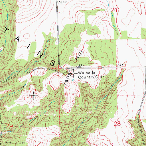 Topographic Map of Walhalla Country Club, ND