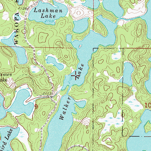 Topographic Map of Walker Lake, ND