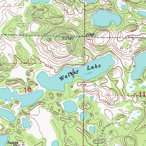 Topographic Map of Walker Lake, ND