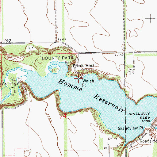 Topographic Map of Walsh Point, ND