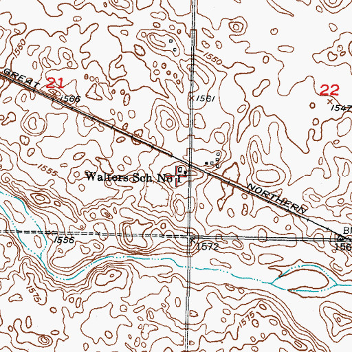 Topographic Map of Walters School Number 1, ND
