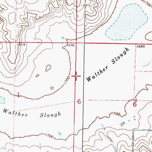 Topographic Map of Walther Slough, ND