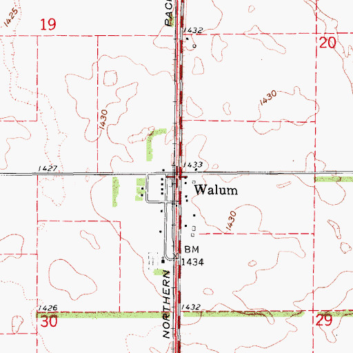 Topographic Map of Walum, ND