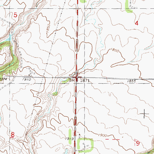 Topographic Map of Ward School, ND