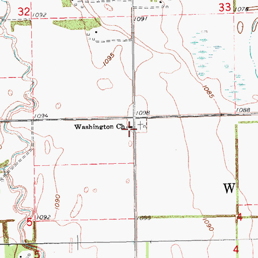 Topographic Map of Washington Church, ND