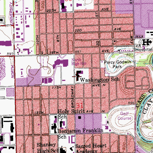 Topographic Map of Washington Elementary School, ND