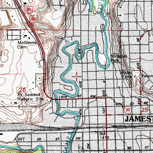 Topographic Map of Washington Elementary School, ND