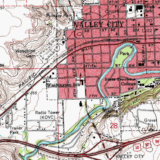 Topographic Map of Washington Elementary School, ND