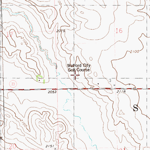 Topographic Map of Watford City Golf Course, ND