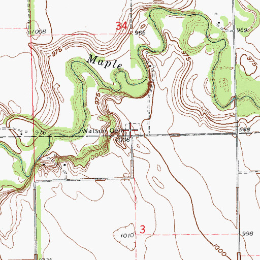 Topographic Map of Watson Cemetery, ND