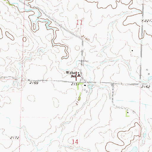 Topographic Map of Weber School, ND