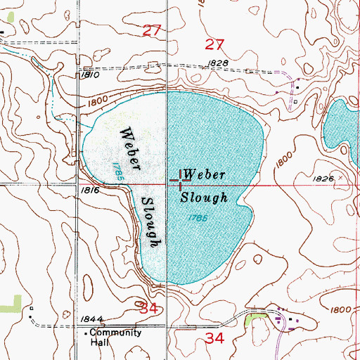 Topographic Map of Weber Slough, ND