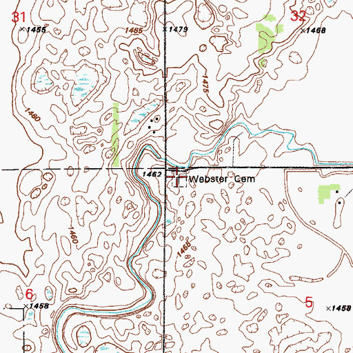 Topographic Map of Webster Cemetery, ND