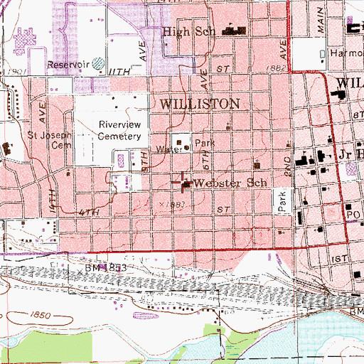Topographic Map of Webster School, ND