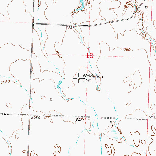 Topographic Map of Weiderich Cemetery, ND