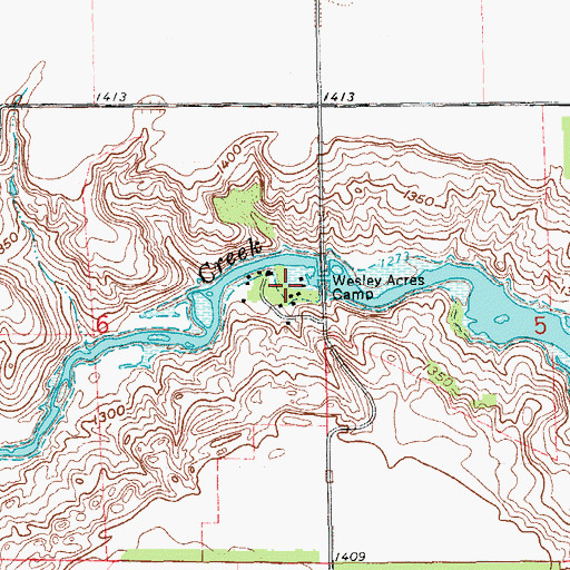 Topographic Map of Wesley Acres Camp, ND