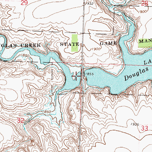 Topographic Map of West Branch Douglas Creek, ND