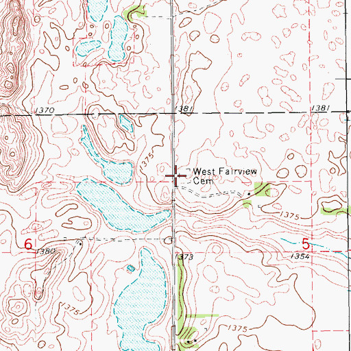 Topographic Map of West Fairview Cemetery, ND