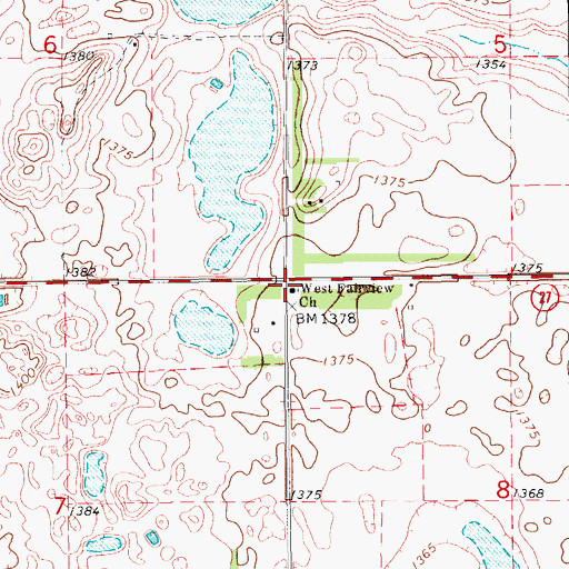 Topographic Map of West Fairview Church, ND