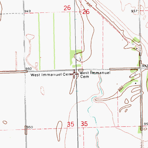 Topographic Map of West Immanuel Cemetery, ND