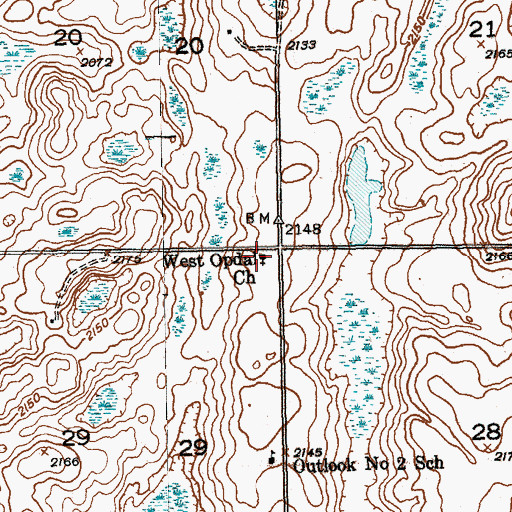 Topographic Map of West Opdal Church, ND