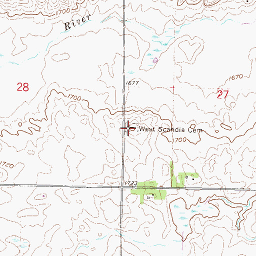 Topographic Map of West Scandia Lutheran Cemetery, ND