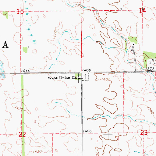 Topographic Map of West Union Church, ND