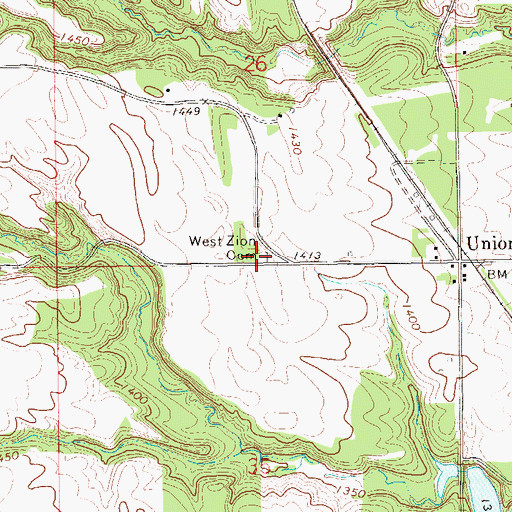 Topographic Map of West Zion Cemetery, ND