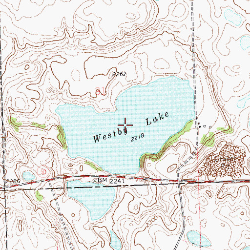 Topographic Map of Westby Lake, ND