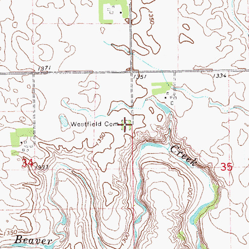 Topographic Map of Westfield Cemetery, ND