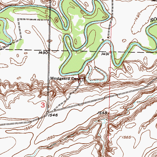Topographic Map of Westgaard Cemetery, ND