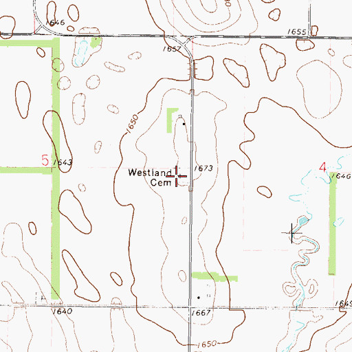 Topographic Map of Westland Cemetery, ND