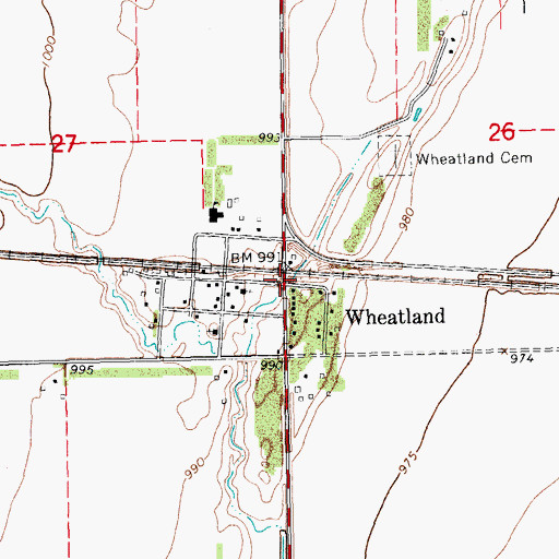 Topographic Map of Wheatland, ND