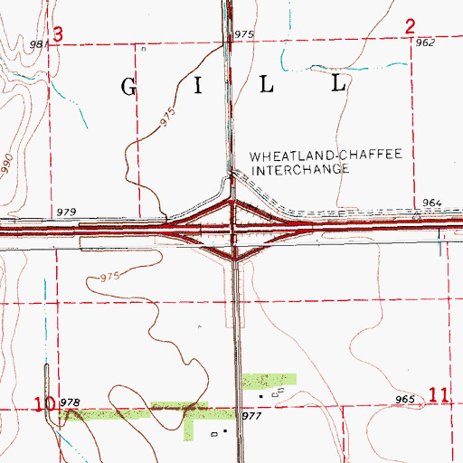 Topographic Map of Wheatland-Chaffee Interchange, ND
