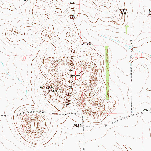 Topographic Map of Whetstone Buttes, ND
