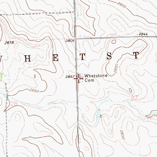 Topographic Map of Whetstone Cemetery, ND